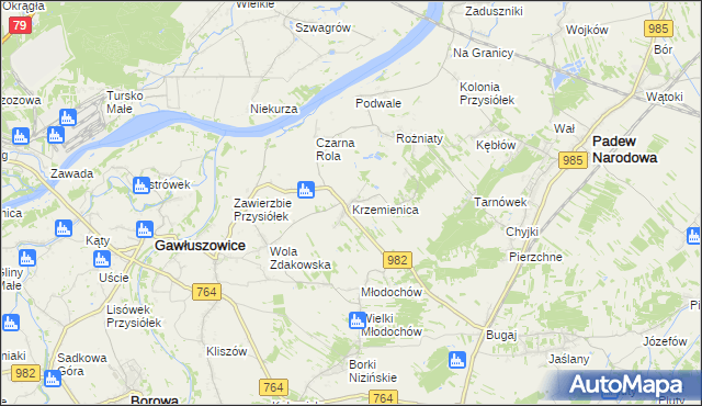 mapa Krzemienica gmina Gawłuszowice, Krzemienica gmina Gawłuszowice na mapie Targeo