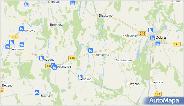 mapa Krzemienna gmina Dobra, Krzemienna gmina Dobra na mapie Targeo