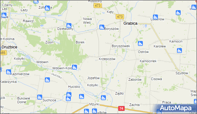 mapa Krzepczów, Krzepczów na mapie Targeo