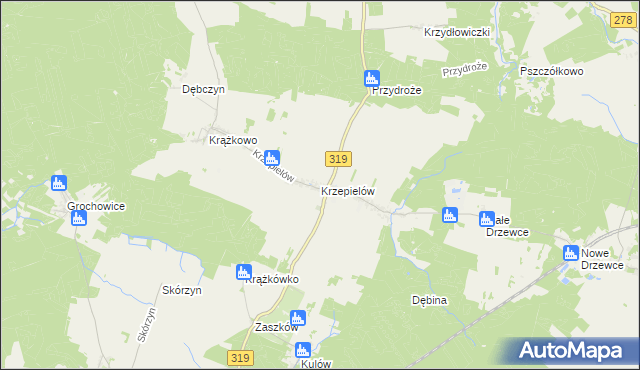 mapa Krzepielów, Krzepielów na mapie Targeo