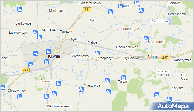 mapa Krzepiszyn gmina Kcynia, Krzepiszyn gmina Kcynia na mapie Targeo