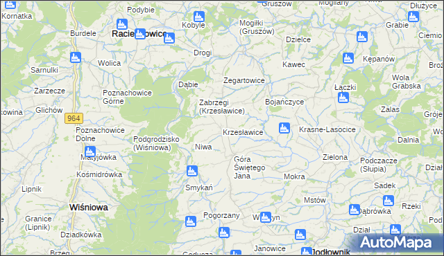mapa Krzesławice gmina Raciechowice, Krzesławice gmina Raciechowice na mapie Targeo