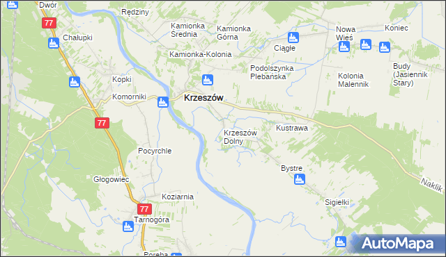 mapa Krzeszów Dolny, Krzeszów Dolny na mapie Targeo