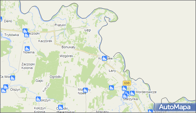 mapa Krzyczew, Krzyczew na mapie Targeo