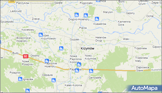 mapa Krzymów powiat koniński, Krzymów powiat koniński na mapie Targeo