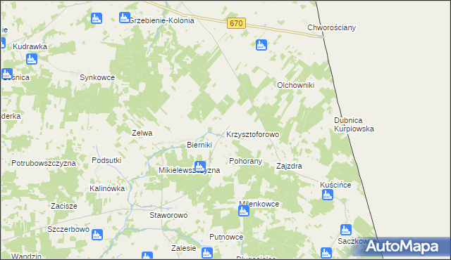 mapa Krzysztoforowo, Krzysztoforowo na mapie Targeo