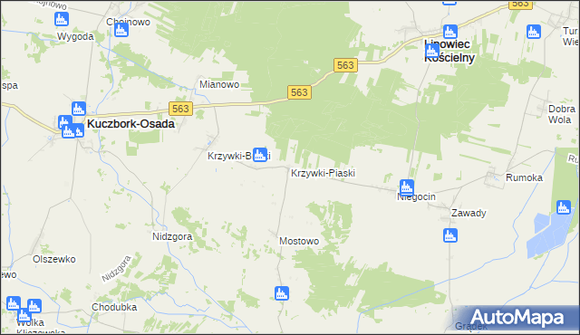 mapa Krzywki-Piaski, Krzywki-Piaski na mapie Targeo