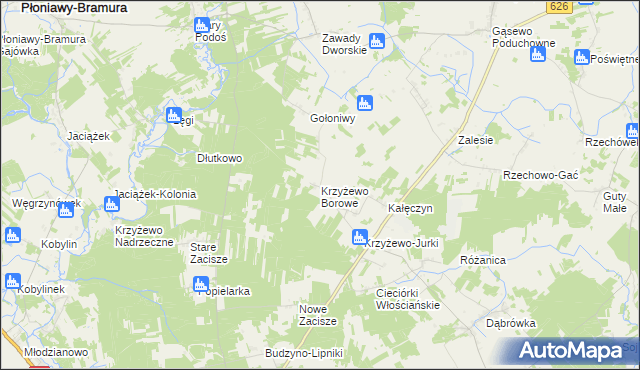 mapa Krzyżewo Borowe, Krzyżewo Borowe na mapie Targeo