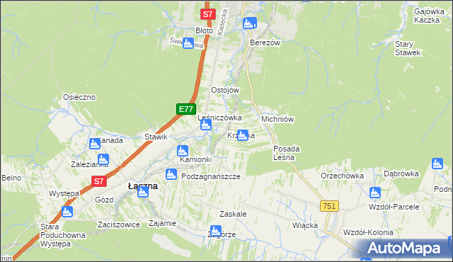 mapa Krzyżka, Krzyżka na mapie Targeo