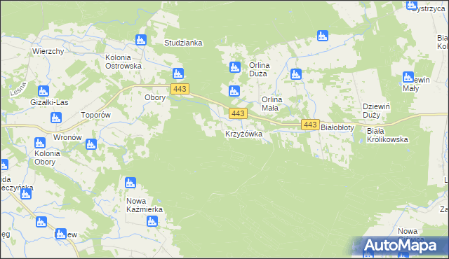 mapa Krzyżówka gmina Gizałki, Krzyżówka gmina Gizałki na mapie Targeo