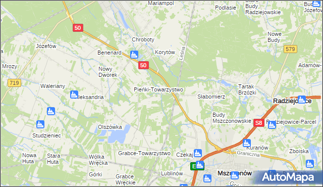 mapa Krzyżówka gmina Radziejowice, Krzyżówka gmina Radziejowice na mapie Targeo