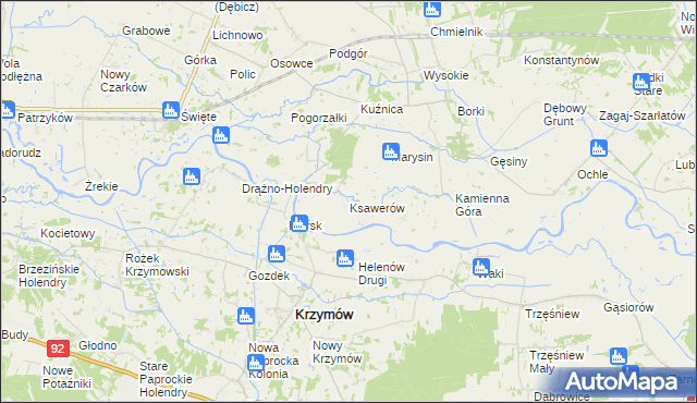 mapa Ksawerów gmina Kramsk, Ksawerów gmina Kramsk na mapie Targeo