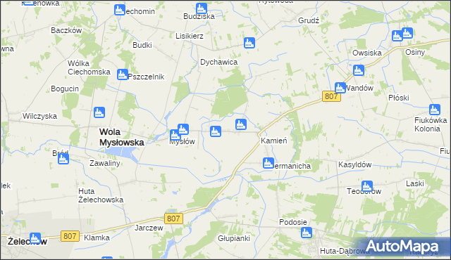 mapa Ksawerynów gmina Wola Mysłowska, Ksawerynów gmina Wola Mysłowska na mapie Targeo