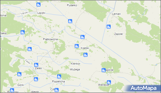 mapa Ksebki, Ksebki na mapie Targeo