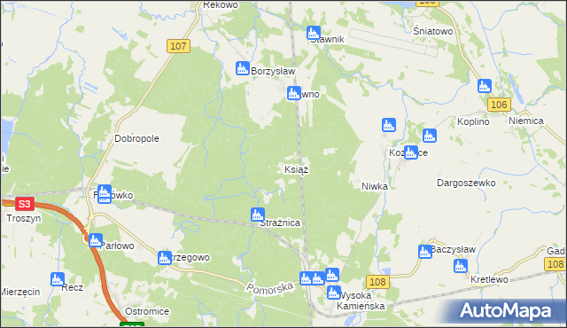mapa Książ gmina Golczewo, Książ gmina Golczewo na mapie Targeo