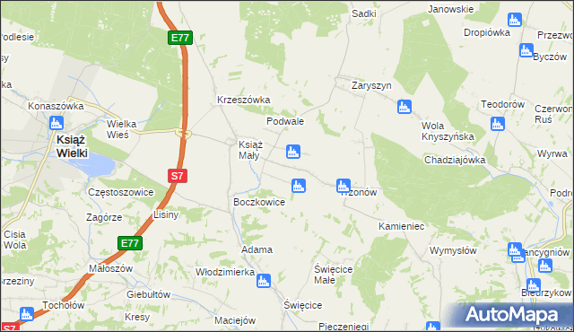 mapa Książ Mały-Kolonia, Książ Mały-Kolonia na mapie Targeo