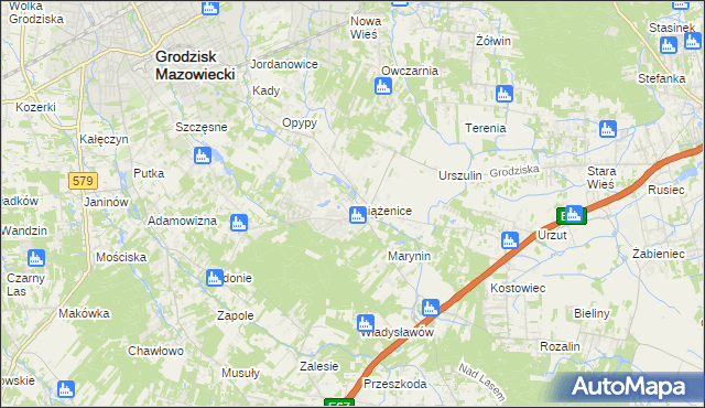 mapa Książenice gmina Grodzisk Mazowiecki, Książenice gmina Grodzisk Mazowiecki na mapie Targeo