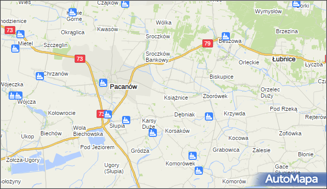 mapa Książnice gmina Pacanów, Książnice gmina Pacanów na mapie Targeo