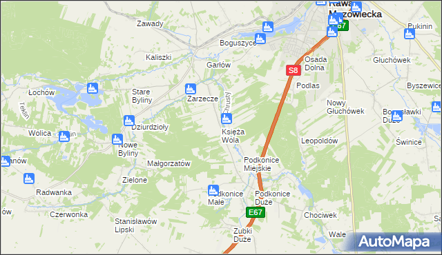 mapa Księża Wola, Księża Wola na mapie Targeo