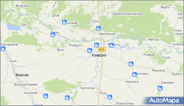 mapa Księżpol, Księżpol na mapie Targeo