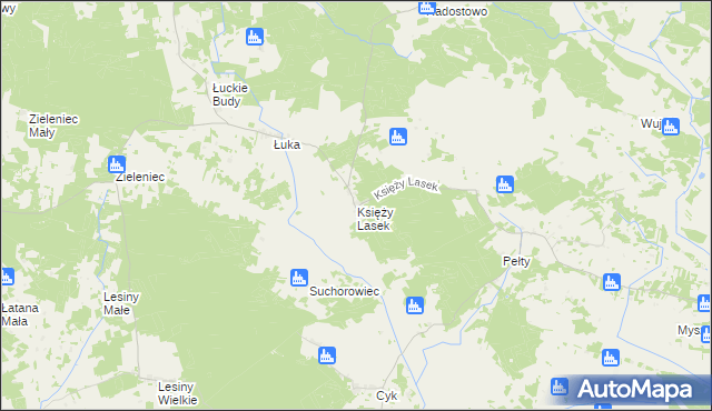 mapa Księży Lasek, Księży Lasek na mapie Targeo