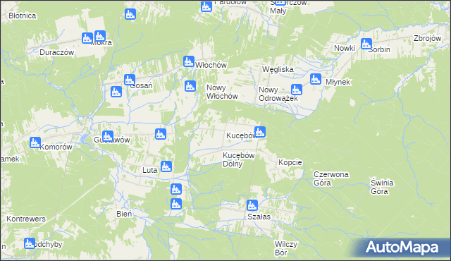 mapa Kucębów, Kucębów na mapie Targeo