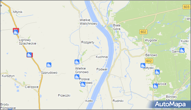 mapa Kuchnia gmina Gniew, Kuchnia gmina Gniew na mapie Targeo
