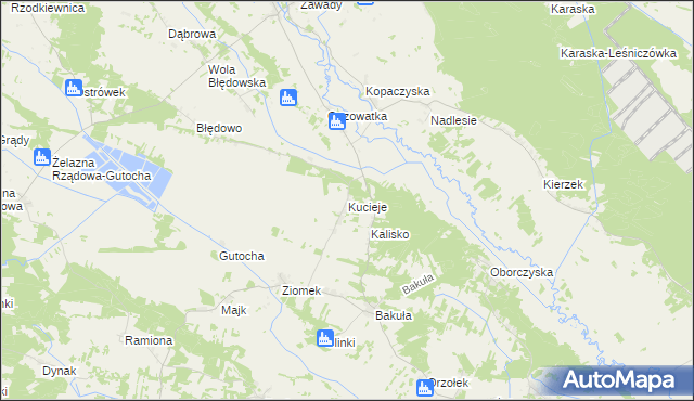 mapa Kucieje, Kucieje na mapie Targeo