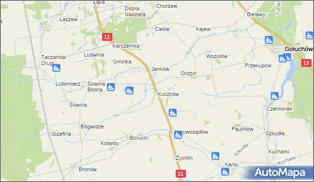 mapa Kuczków gmina Pleszew, Kuczków gmina Pleszew na mapie Targeo