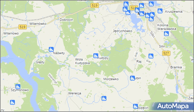 mapa Kudypy gmina Morąg, Kudypy gmina Morąg na mapie Targeo