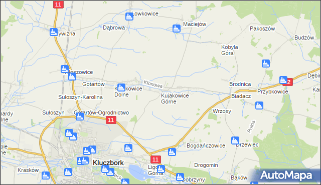 mapa Kujakowice Górne, Kujakowice Górne na mapie Targeo