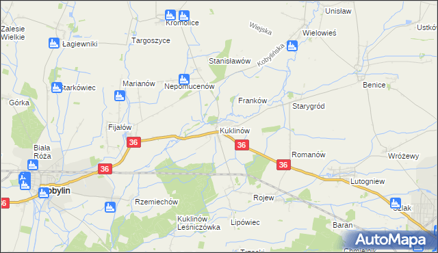 mapa Kuklinów, Kuklinów na mapie Targeo