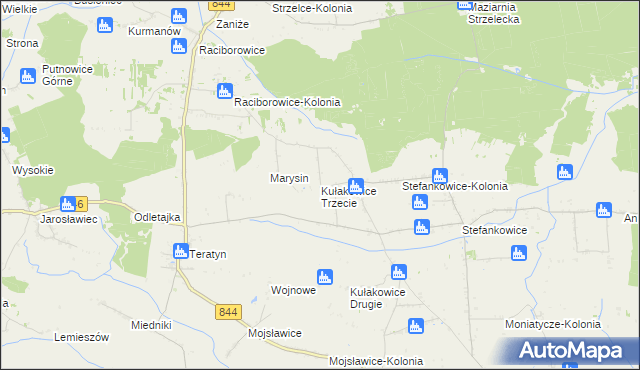 mapa Kułakowice Trzecie, Kułakowice Trzecie na mapie Targeo