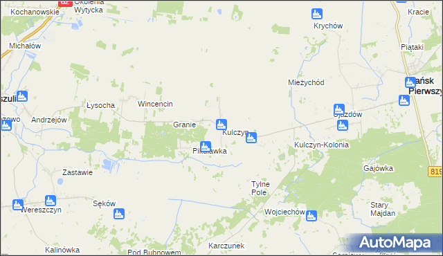 mapa Kulczyn gmina Hańsk, Kulczyn gmina Hańsk na mapie Targeo