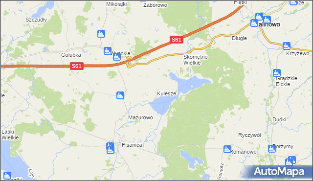 mapa Kulesze gmina Kalinowo, Kulesze gmina Kalinowo na mapie Targeo