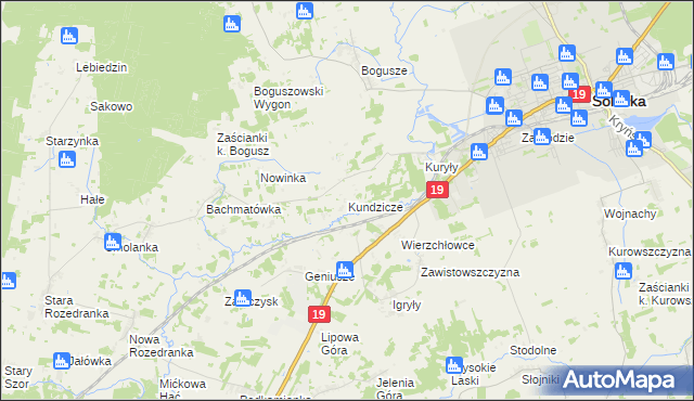 mapa Kundzicze gmina Sokółka, Kundzicze gmina Sokółka na mapie Targeo