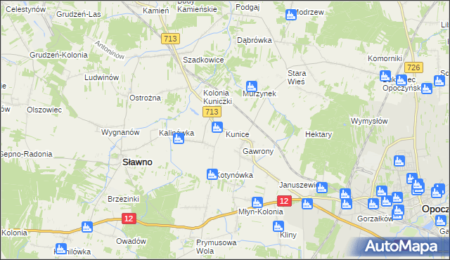 mapa Kunice gmina Sławno, Kunice gmina Sławno na mapie Targeo