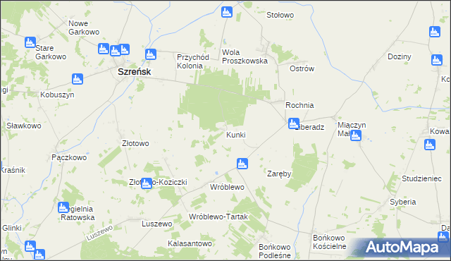 mapa Kunki gmina Szreńsk, Kunki gmina Szreńsk na mapie Targeo