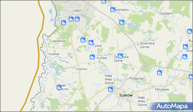 mapa Kunów gmina Zgorzelec, Kunów gmina Zgorzelec na mapie Targeo