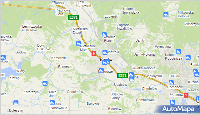 mapa Kunów powiat ostrowiecki, Kunów powiat ostrowiecki na mapie Targeo