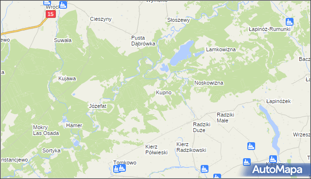 mapa Kupno gmina Wąpielsk, Kupno gmina Wąpielsk na mapie Targeo