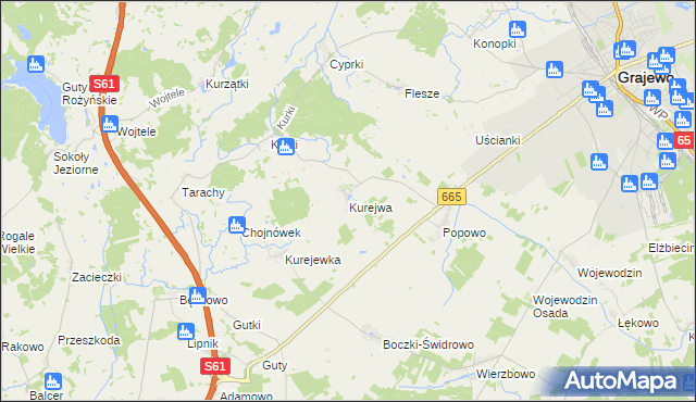 mapa Kurejwa, Kurejwa na mapie Targeo