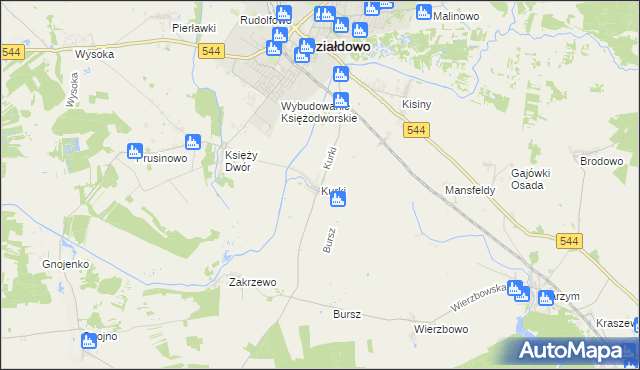 mapa Kurki gmina Działdowo, Kurki gmina Działdowo na mapie Targeo