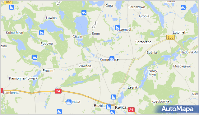 mapa Kurnatowice, Kurnatowice na mapie Targeo