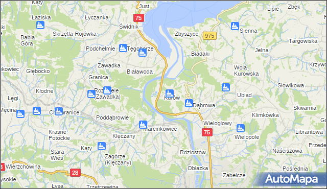 mapa Kurów gmina Chełmiec, Kurów gmina Chełmiec na mapie Targeo