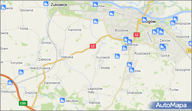 mapa Kurowice gmina Jerzmanowa, Kurowice gmina Jerzmanowa na mapie Targeo