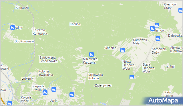 mapa Kurzacze gmina Kunów, Kurzacze gmina Kunów na mapie Targeo