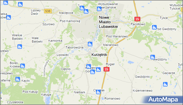 mapa Kurzętnik, Kurzętnik na mapie Targeo