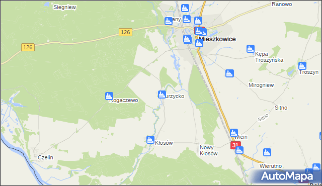 mapa Kurzycko, Kurzycko na mapie Targeo