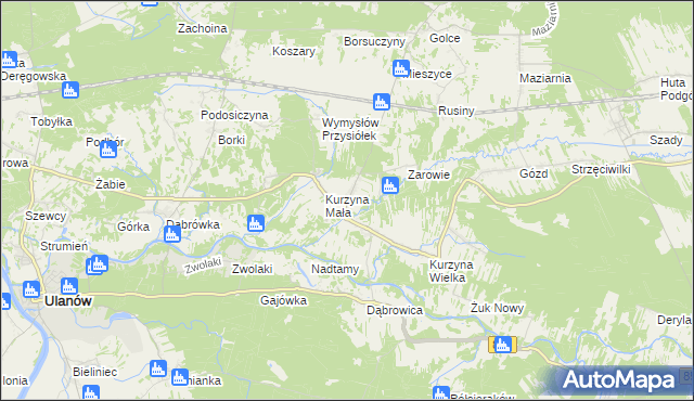 mapa Kurzyna Średnia, Kurzyna Średnia na mapie Targeo